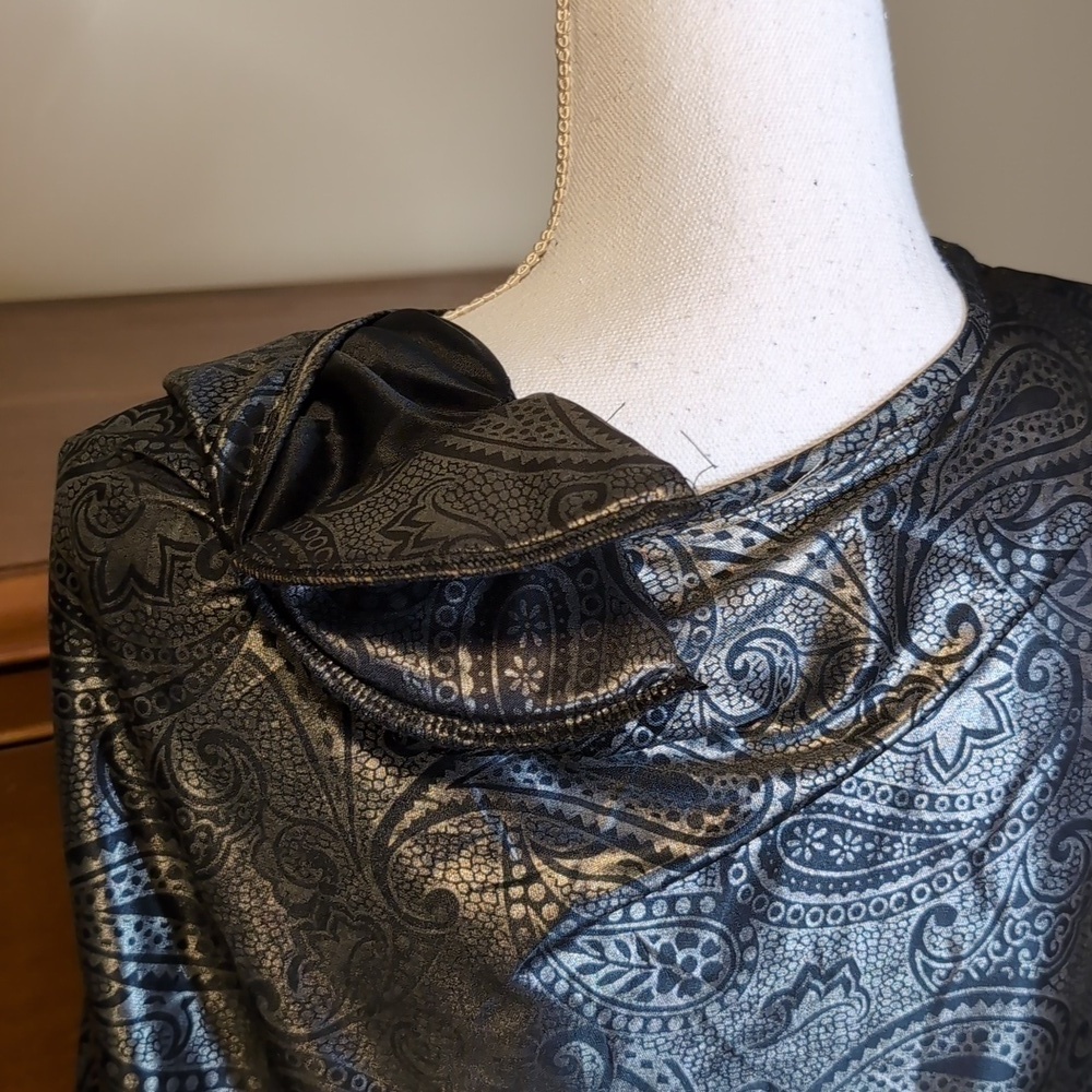 VINTAGE 80's Maggie Lawrence Collection HOLIDAY Print Blouse - Picture 9 of 11